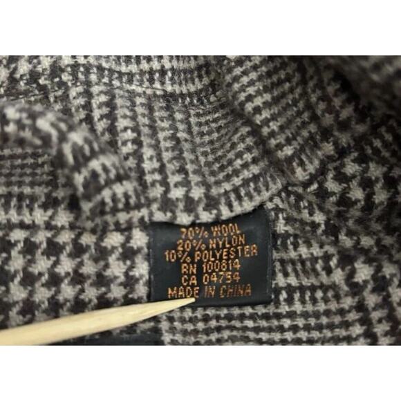 Ben Sherman Coat Womens Small Brown Glen Plaid Pleated Long Peacoat Wool - Picture 13 of 16